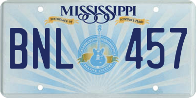 MS license plate BNL457