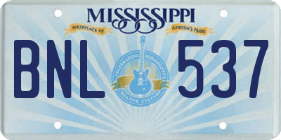MS license plate BNL537