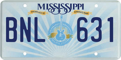 MS license plate BNL631