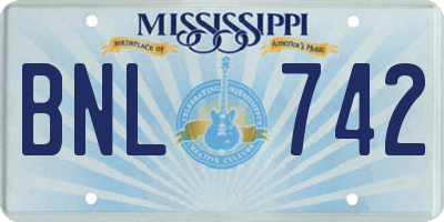 MS license plate BNL742