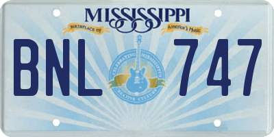 MS license plate BNL747