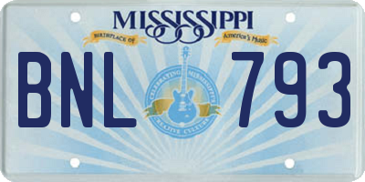 MS license plate BNL793