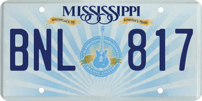 MS license plate BNL817