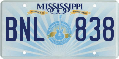MS license plate BNL838