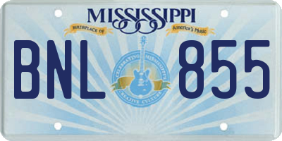 MS license plate BNL855
