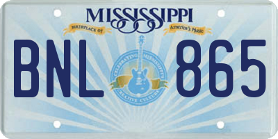 MS license plate BNL865