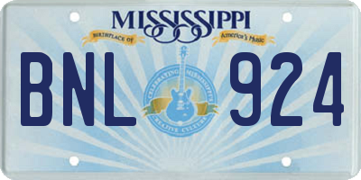 MS license plate BNL924
