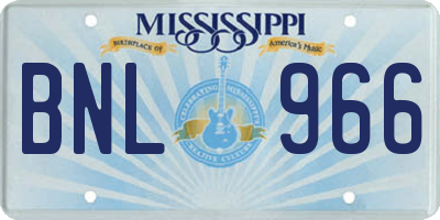 MS license plate BNL966