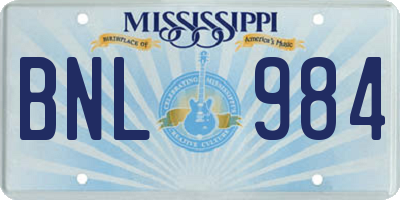 MS license plate BNL984