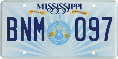 MS license plate BNM097