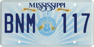 MS license plate BNM117