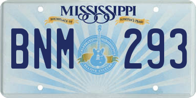 MS license plate BNM293