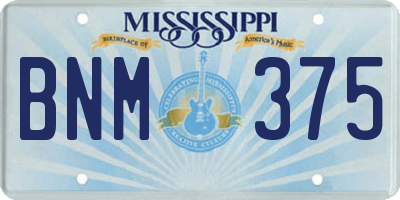 MS license plate BNM375