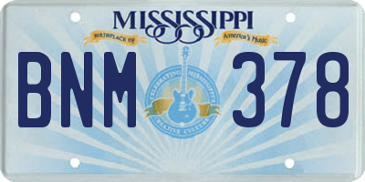 MS license plate BNM378