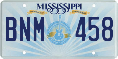 MS license plate BNM458