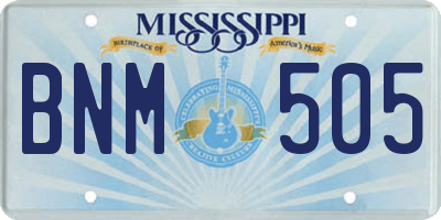 MS license plate BNM505