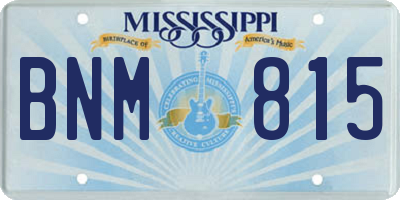 MS license plate BNM815