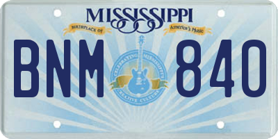 MS license plate BNM840