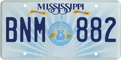 MS license plate BNM882