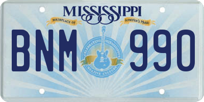 MS license plate BNM990