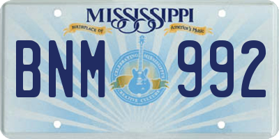 MS license plate BNM992