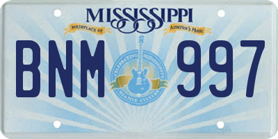 MS license plate BNM997