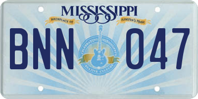 MS license plate BNN047