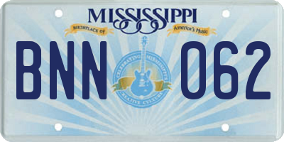 MS license plate BNN062