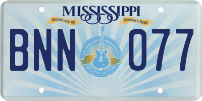 MS license plate BNN077