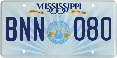 MS license plate BNN080