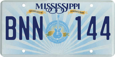 MS license plate BNN144