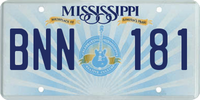 MS license plate BNN181