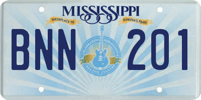 MS license plate BNN201