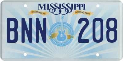 MS license plate BNN208