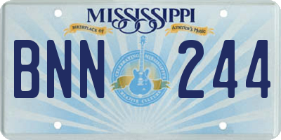 MS license plate BNN244
