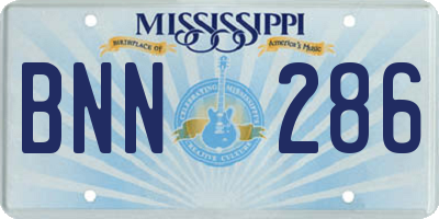 MS license plate BNN286