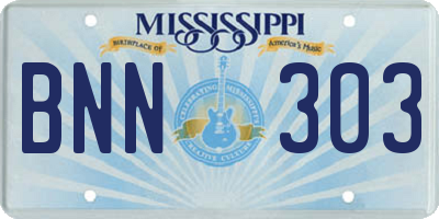 MS license plate BNN303