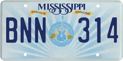 MS license plate BNN314