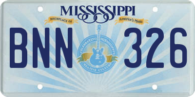MS license plate BNN326