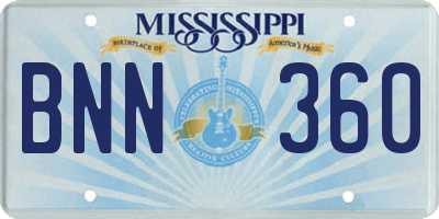 MS license plate BNN360