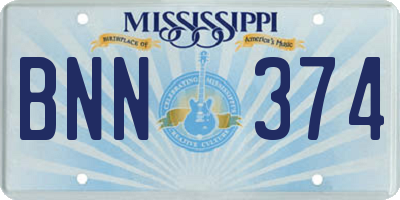 MS license plate BNN374
