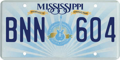 MS license plate BNN604