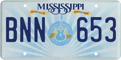 MS license plate BNN653
