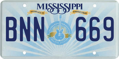 MS license plate BNN669