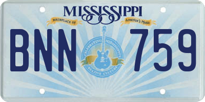 MS license plate BNN759