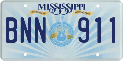MS license plate BNN911