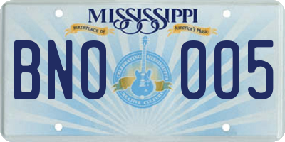 MS license plate BNO005