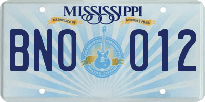 MS license plate BNO012