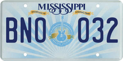 MS license plate BNO032