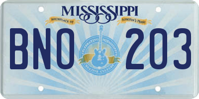 MS license plate BNO203